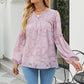 Applique Frill Trim Gathered Detail Blouse