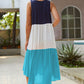 Sleeveless High Neck Color Block Dress