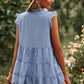 Swiss Dot Ruffle Shoulder Tiered Top