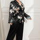 Plus Size Floral Belted Robe and Pants Pajama Set