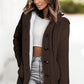 Cable-Knit Fleece Lining Button-Up Hooded Cardigan