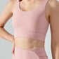 Faux Layered Twist Back Cutout Sports Bra