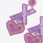 Random 2-Pair Heart and X-Shape Bead Dangle Earrings