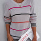 Striped Ribbed Round Neck Long Sleeve Sweater