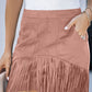 Fringe Detail Zip-Back Skirt with Pockets