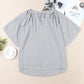 Gathered Detail Notched Neck Flutter Sleeve Top