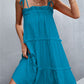 Tie-Shoulder Frill Trim Sleeveless Dress