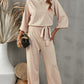 Belted Three-Quarter Sleeve Jumpsuit