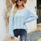 Scalloped Boat Neck Openwork Tunic Sweater