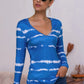 Tie-Dye Plunge Long Sleeve Top