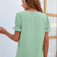 Swiss Dot Lace Trim Flounce Sleeve Blouse