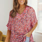 Printed V-Neck Tunic Blouse