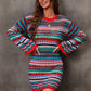 Multicolored Stripe Dropped Shoulder Sweater Dress