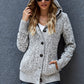 Cable-Knit Fleece Lining Button-Up Hooded Cardigan