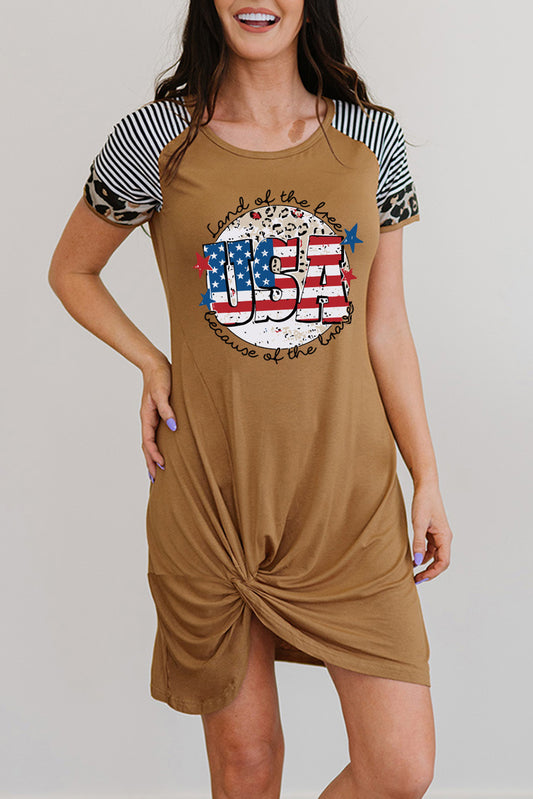 USA Star and Stripe Graphic Twisted Dress