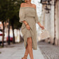 Frilled Off-Shoulder Flounce Sleeve Dress