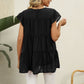 Swiss Dot Round Neck Tiered Blouse