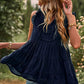 Swiss Dot Ruffle Shoulder Tiered Top