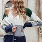 Color Block V-Neck Button Down Cardigan