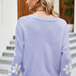 Floral Ribbed Trim Drop Shoulder Cardigan