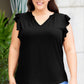 Plus Size Flutter Sleeve Notched Blouse