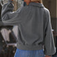 Quarter-Snap Collared Lantern Sleeve Sweatshirt