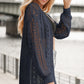 Openwork Ribbed Cuff Longline Cardigan