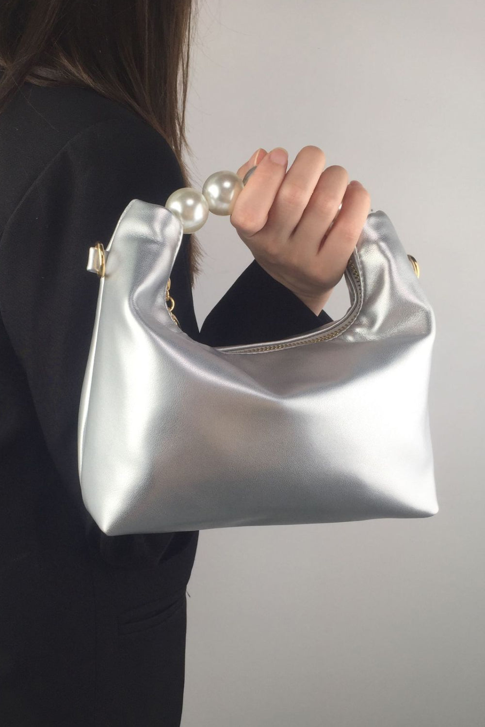 PU Leather Pearl Handbag