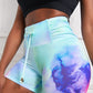 Tie-Dye Tie Detail Ruched Sports Shorts