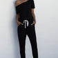 Asymmetrical Neck Tied Jumpsuit with Pockets