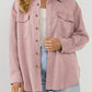 Suede Snap Front Dropped Shoulder Jacket