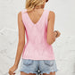 Openwork V-Neck Knit Top