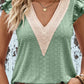 Contrast V-Neck Eyelet Top