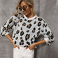 Animal Print Dropped Shoulder Knit Pullover