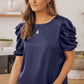 Puff Sleeve Round Neck Blouse