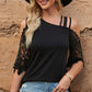 Spliced Lace Asymmetrical Neck Blouse