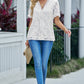 Applique Lace Trim V-Neck Blouse