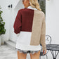 Color Block Dropped Shoulder Ribbed Trim Sweater