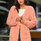 Open Front Fuzzy Cardigan with Pockets