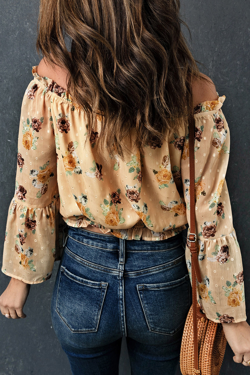 Floral Off-Shoulder Ruffle Hem Top