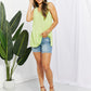 Blumin Apparel Chance of Sun Full Size Ribbed V-Neck Tank in Green