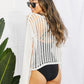 Long Sleeve Round Neck Openwork Cover-Up