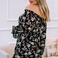 Plus Size Floral Frilled Off-Shoulder Blouse