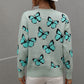 Butterfly Dropped Shoulder Crewneck Sweater