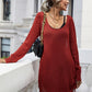 Drawstring Detail Open Back Scoop Neck Knit Top