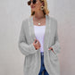 Cable-Knit Curved Hem Open Front Cardigan