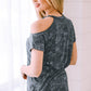 Acid Wash Cold-Shoulder T-Shirt