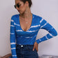 Tie-Dye Plunge Long Sleeve Top