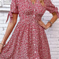 Ditsy Floral Tied Puff Sleeve Button Front Dress