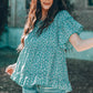 Floral Flare Sleeve Ruffle Hem Top